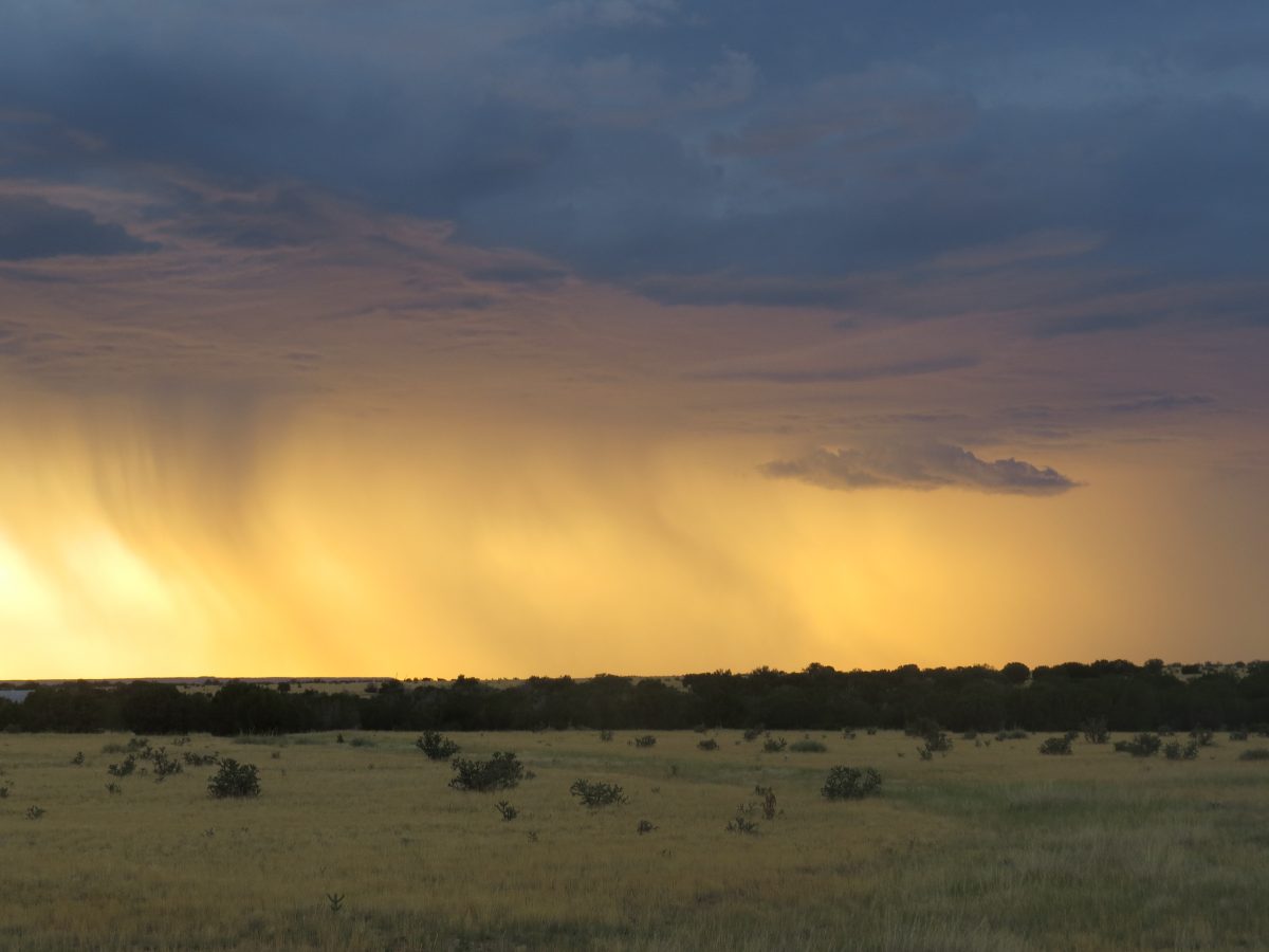 Rain at sunset on high plains